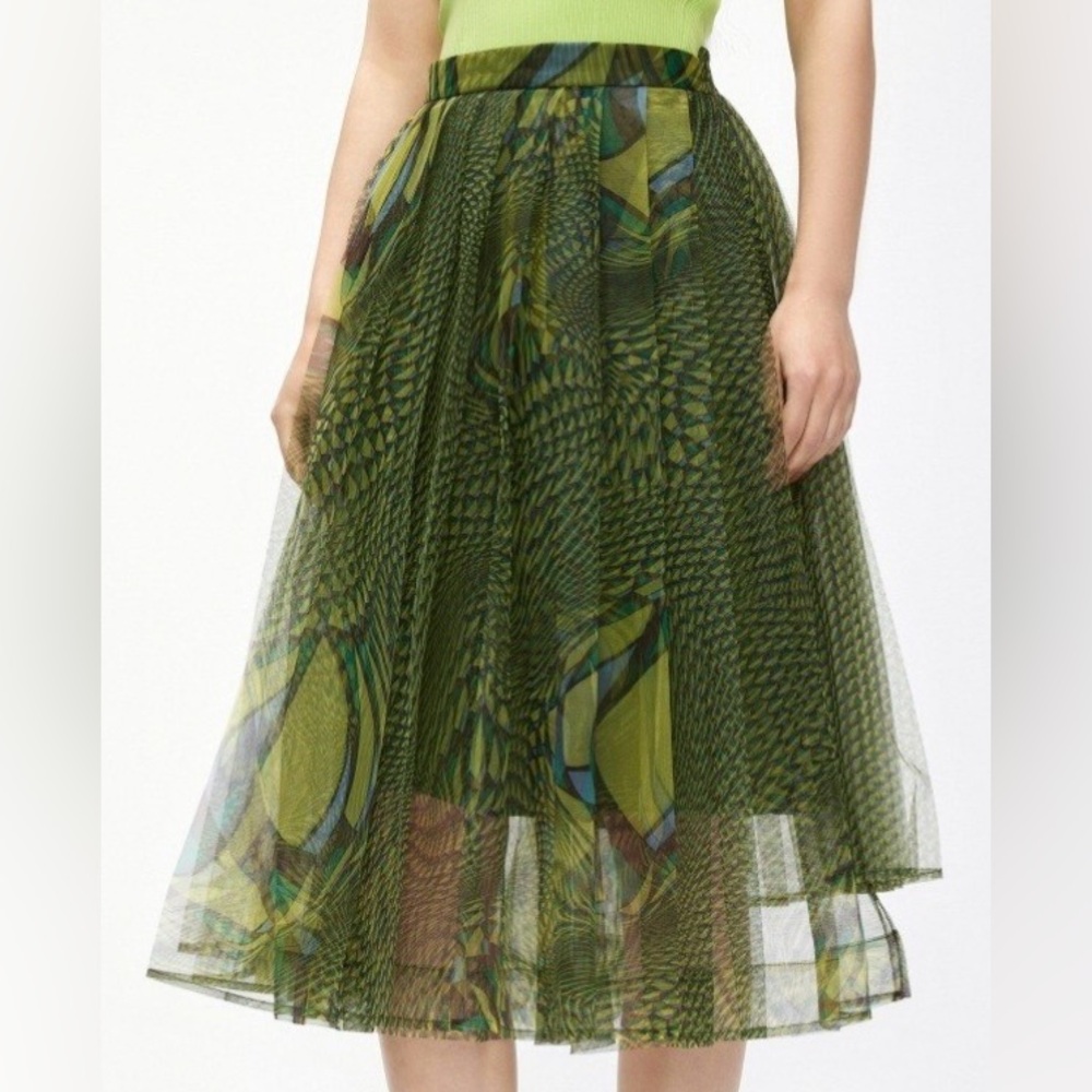 JNBY Assymetric Full Print Mesh Skirt Size Medium